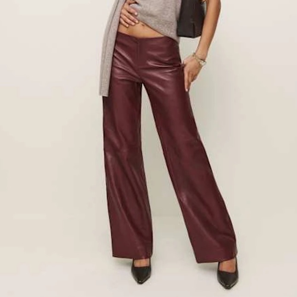 Reformation Veda Vida Leather Pants Chianti